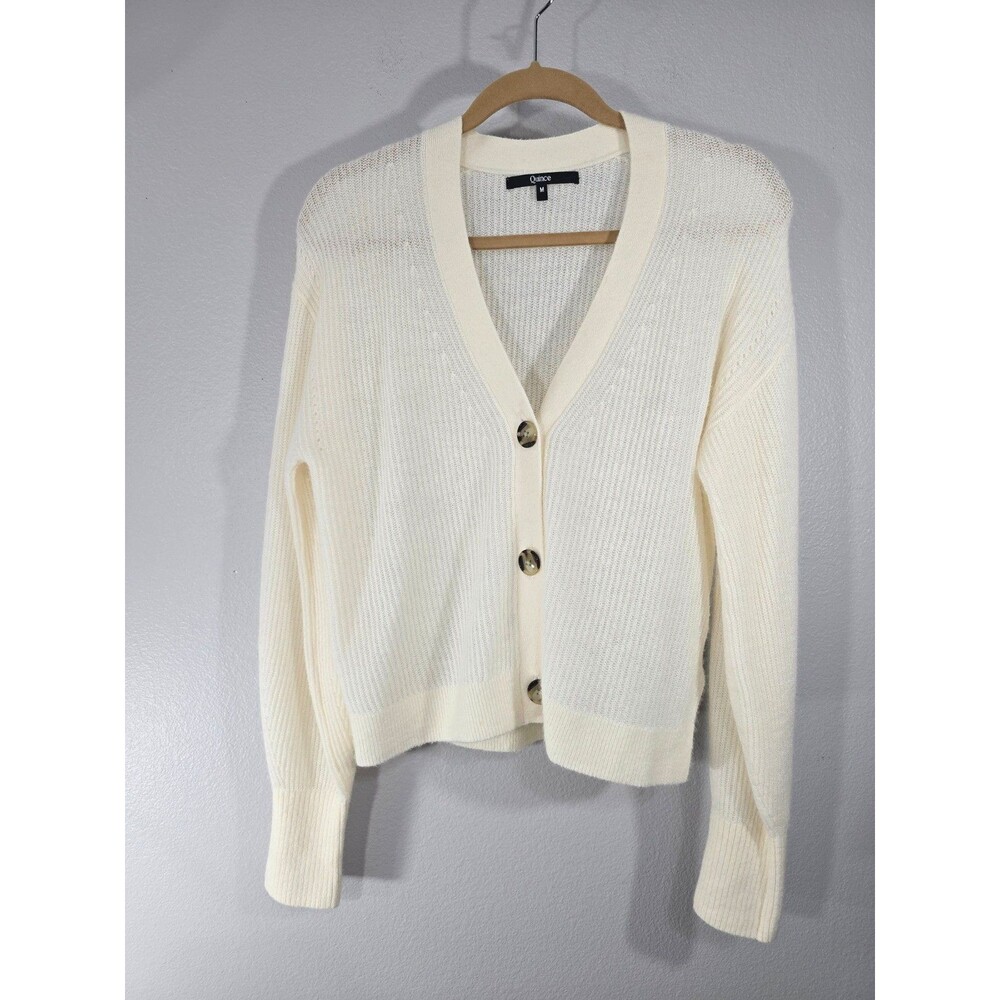 Quince Baby Alpaca-Wool Cropped Cardigan Ivory Cream Medium Minimalist cozy BD